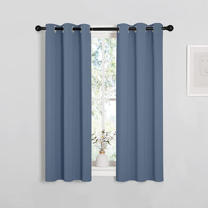 NICETOWN Thermal Insulated Curtains Blackout Draperies, Stone Blue, 29 by 40