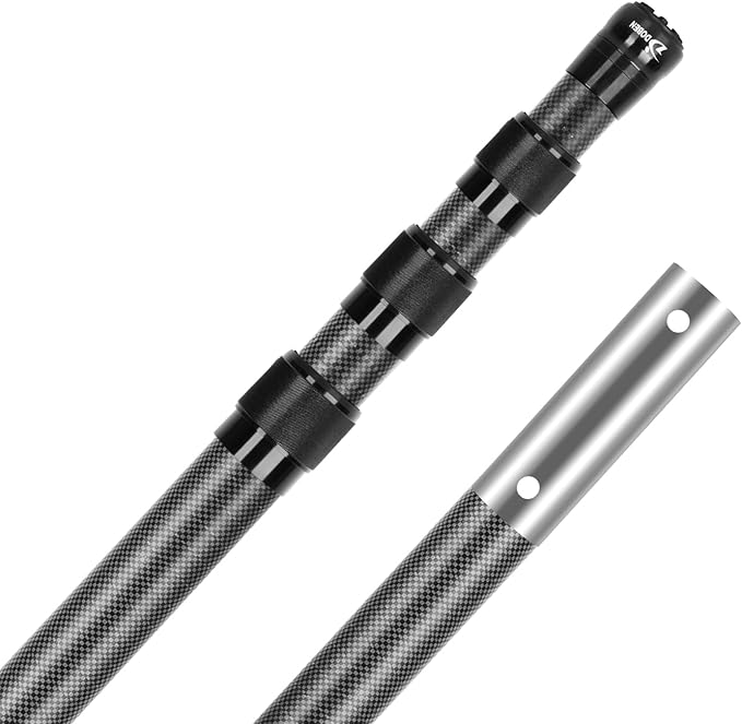 DOBEN Carbon Fiber Pool Pole, Professional Ultralight Pool Poles 3.7 to 12 FT, Telescoping Lightweight Pool Cleaning Pole, Heavy Duty Pool Pole for Skimmer Net, Brush, Vacuum Head 12FT
