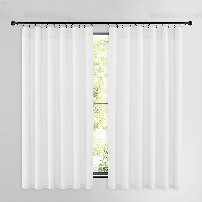 NICETOWN White Velvet Curtains 63 inches