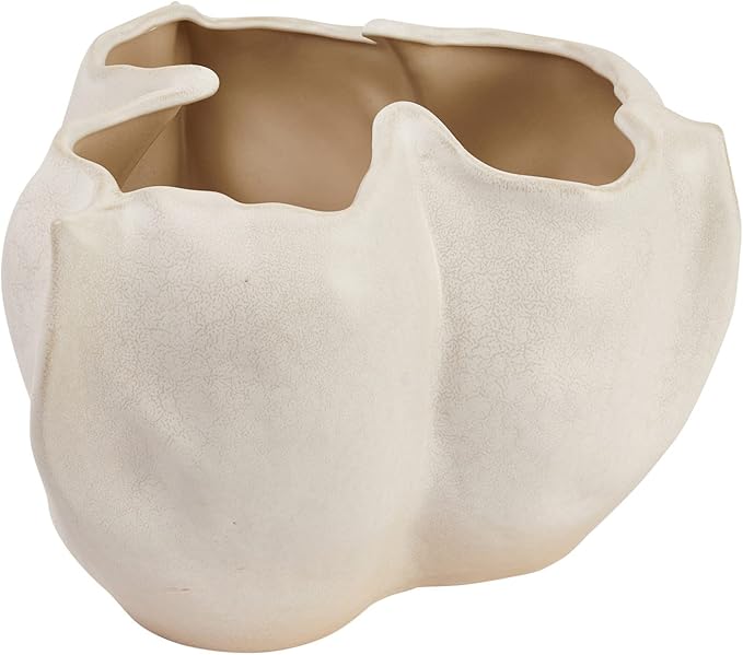 Bloomingville Decorative Organically Shaped Stoneware Planter, Matte Cream
