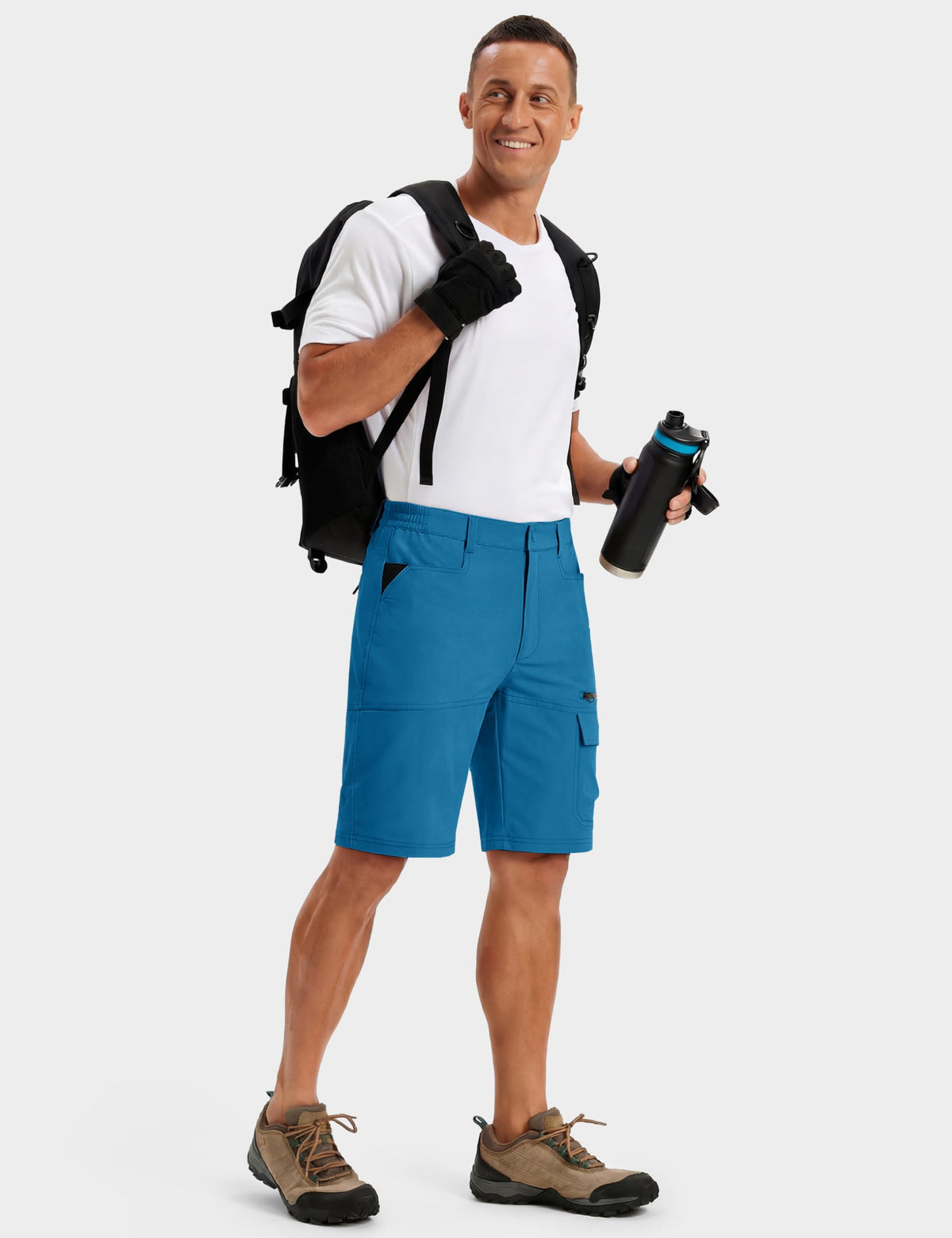 TACVASEN Mens 10" Hiking Shorts Outdoor Lightweight Quick Dry Summer Casual Dress Fishing Shorts with Zipper Pockets Blue Green 30
