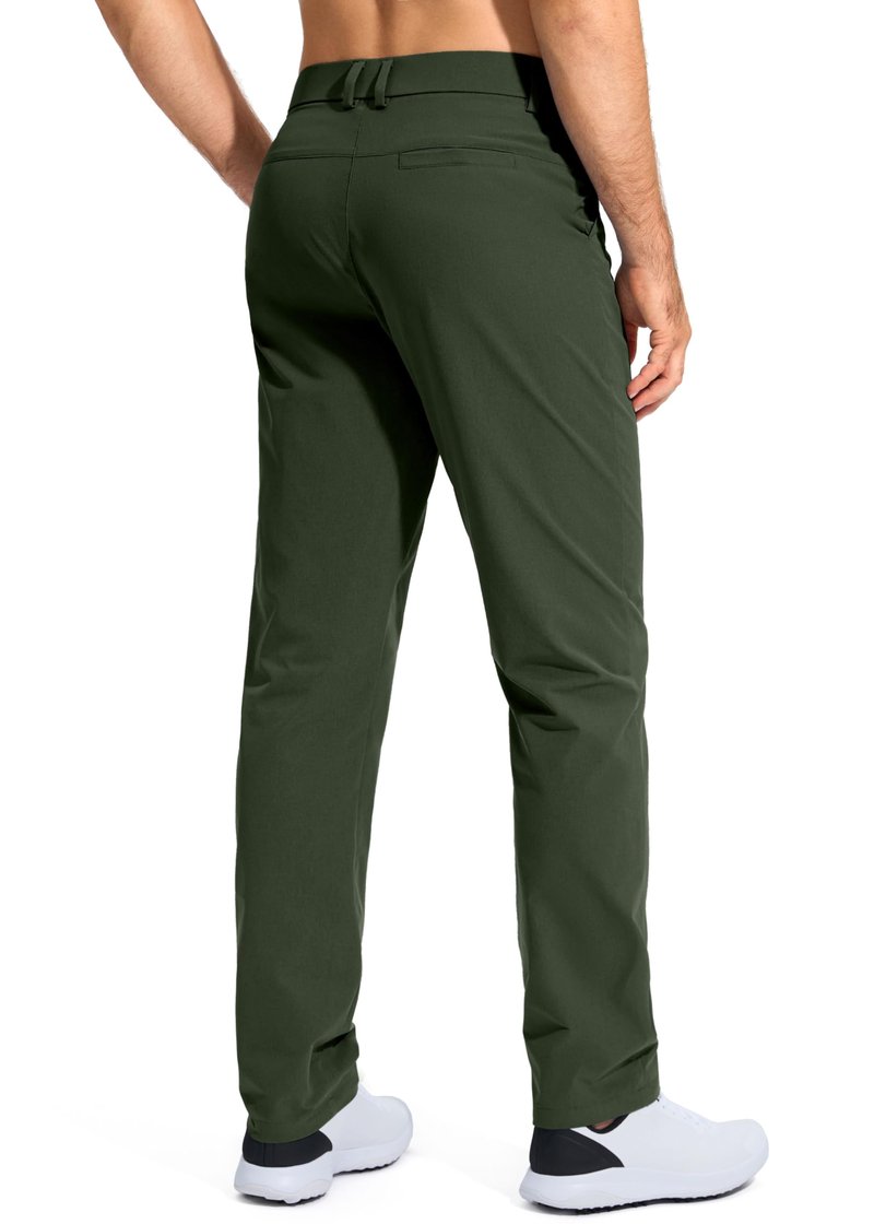 Pudolla Men's Golf Pants Mens Dress Slacks Pants Stretch Work Comfy Pants 30 Quick Dry Casual Trousers with Pockets(Army Green 36Wx30L)