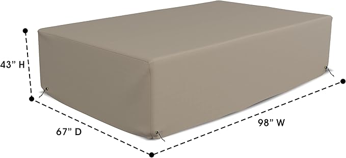 Covers & All Patio Sectional Sofa Set Cover 160 GSM PVC Emboss Fabric Outdoor Furniture Table and Chair Set Cover with Drawstring for Snug Fit (98" Wx 67" D x 43" H, Beige)