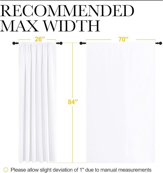 NICETOWN White Curtains, 50% Light Blocking Curtain Panels
