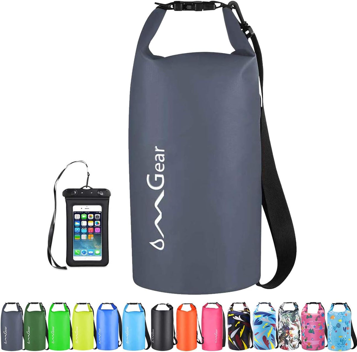 OMGear Waterproof Dry Bag Backpack - Floating Phone Pouch for Kayaking | Available in 40L, 30L, 20L, 10L, 5L Sizes