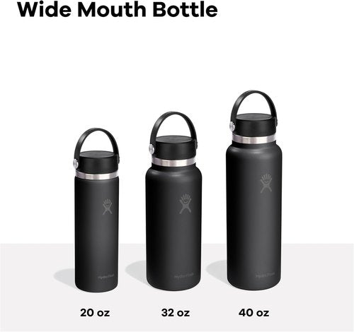 Hydro Flask Water Bottle - Insulated Stainless Steel - Wide Mouth Flex Lid, Non Spill, Leakproof and Refillable in 40 Oz Capri Blue