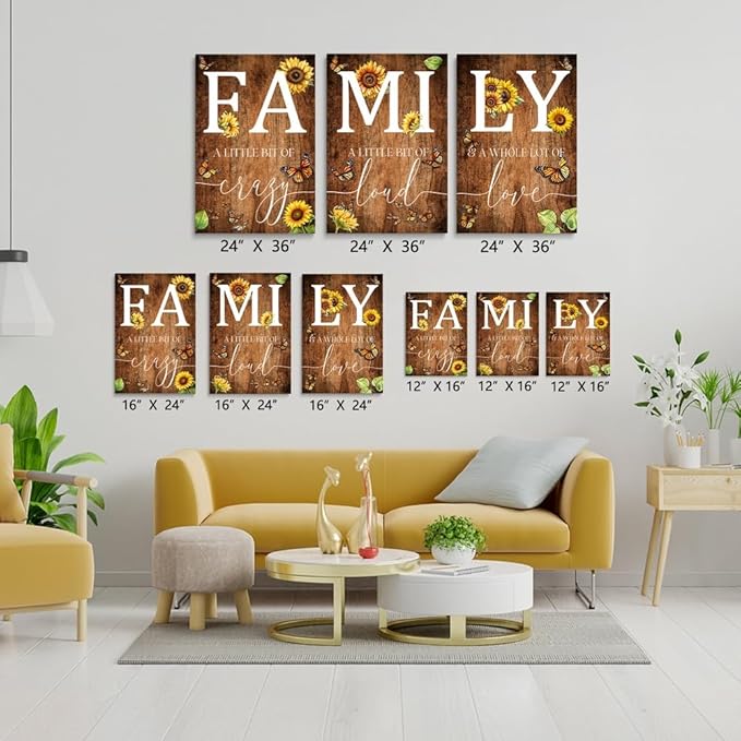 GUBIYU Farmhouse Family Wall Art Set of 3, Rustic Wall Decor