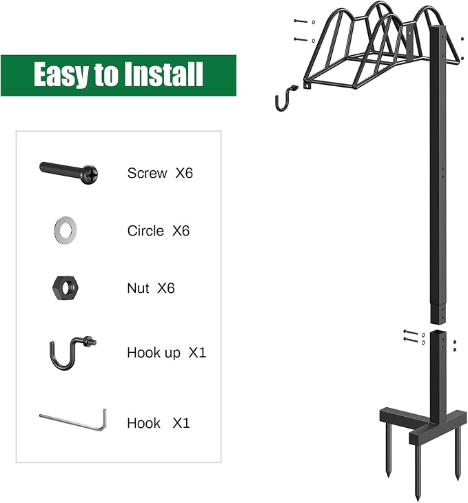 Wphold Garden Hose Holder Freestanding, Extra Thick Water Hose Stand, Heavy Duty Metal Garden Hose Storage,Garden Hose Reel, Water Hose Holders for Outside, Detachable Outdoor Hose Holder