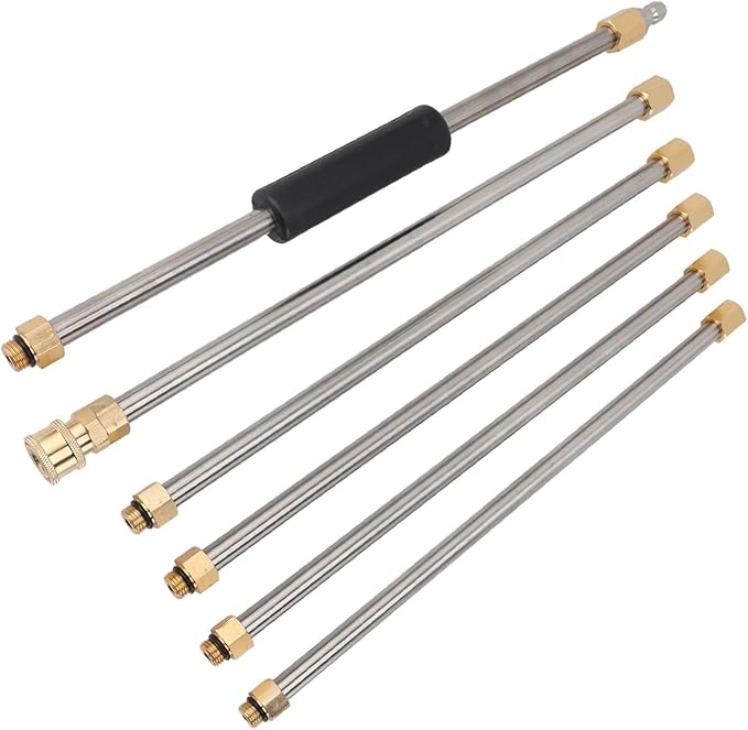 Pressure Washer Wand with Gutter Cleaner Attachment, 90 Inch Rod for Power Washer Lance, Wall Roof Gutter Cleaning Tool