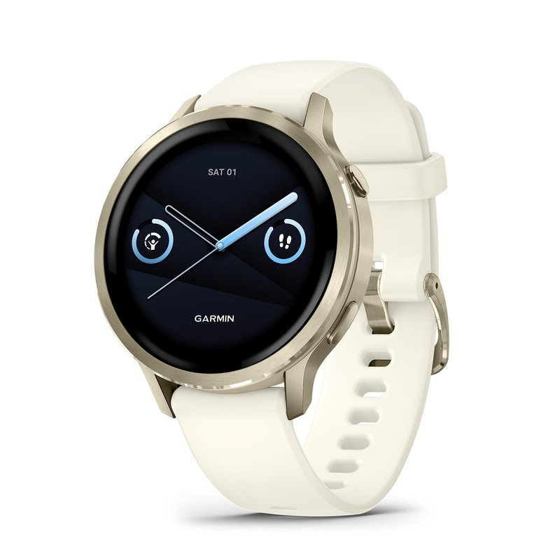 Garmin Venu 4, 41mm, Advanced Fitness and Multisport Tracker GPS Smartwatch, 1.2" AMOLED Display, Built-in Flashlight, 10 Days of Battery Life, Lunar Gold with Bone Silicone Band (Watch Bundle)
