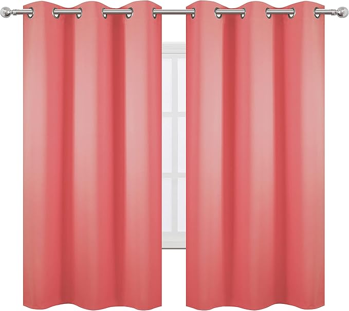LEMOMO Coral Blackout Curtains 42 x 63 Inch Length/Set of 2 Curtain