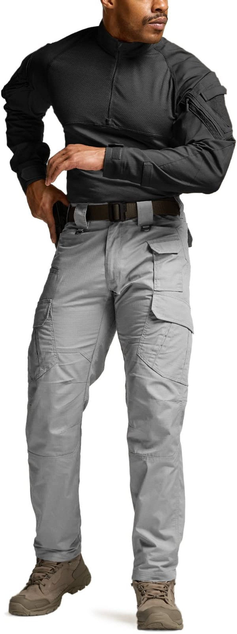 CQR Men's Tactical Pants, Water Resistant Ripstop Cargo Pants, Lightweight EDC Work Hiking Pants, Outdoor Apparel, Duratex Mag Pocket Stone, 44W x 30L