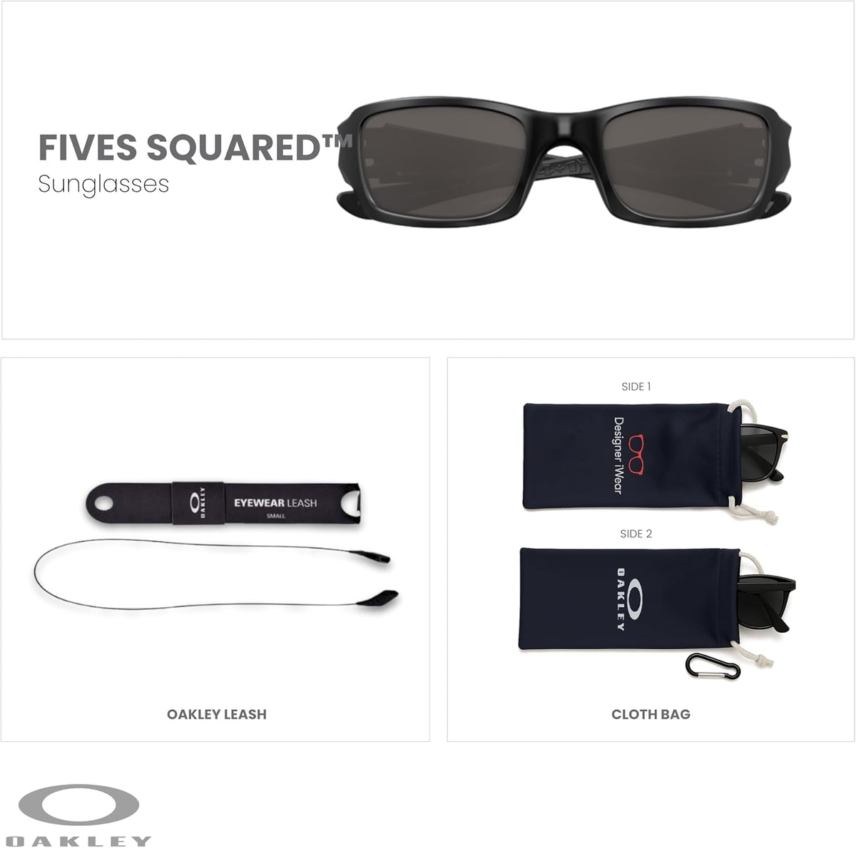 OAKLEY Fives Squared OO9238 Sunglasses For Men + BUNDLE Leash+ Bundle Accessory Leash Kit, Microfiber Pouch