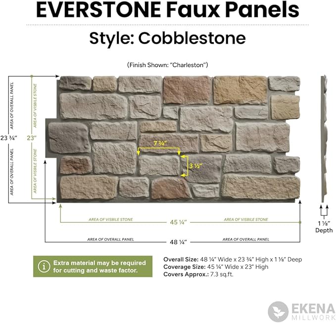 EverStone Cobblestone Faux Stone Panel, Birch Color