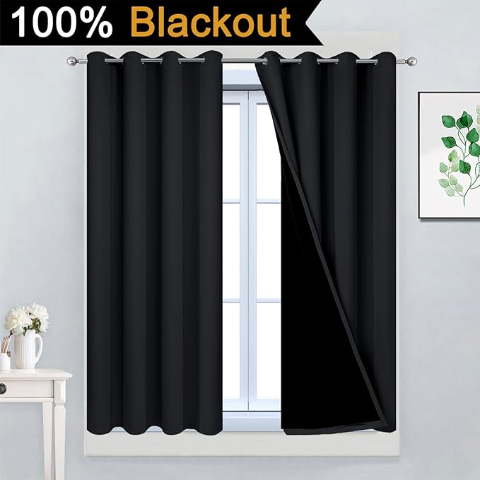 Yakamok 45 Inch Length 100% Blackout Curtains
