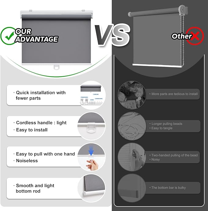 Cordless Roller Shades Blackout Blinds