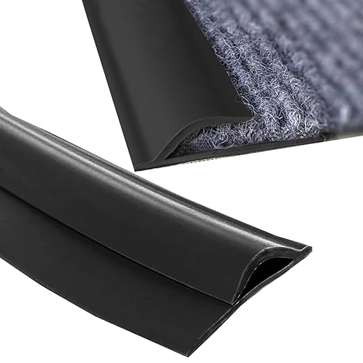 Self Adhesive Carpet Transition Strip with Edge Trim, Designed for Seamless Transitions from Carpet to Tile or Vinyl Floors, Perfect for Doorways.(Black,24ft)