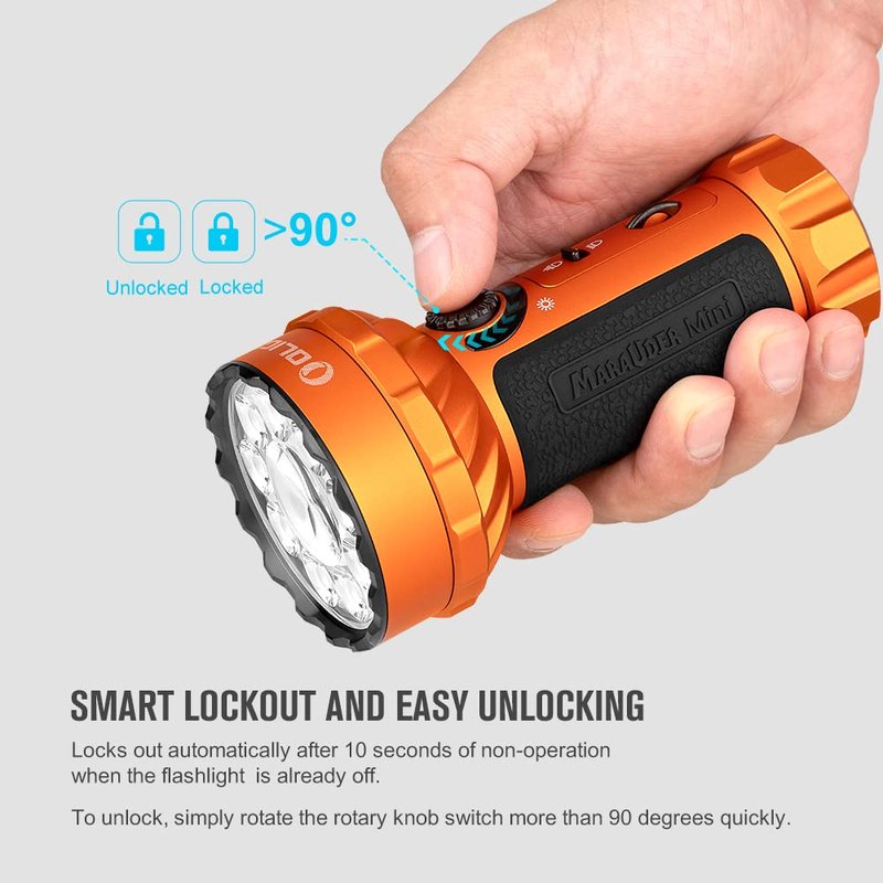 OLIGHT Marauder Mini 7,000 Lumens Bright Flashlight with 600 Meters Beam Distance, Powerful RGB Lights, Magnetic Rechargeable for Outdoors Work, Hunting, and Searching (Orange)