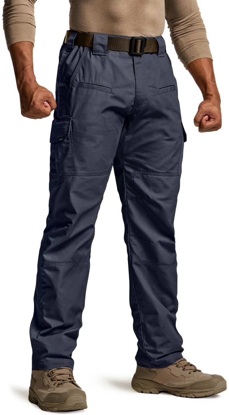 CQR Men's Tactical Pants, Water Resistant Ripstop Cargo Pants, Lightweight EDC Work Hiking Pants, Outdoor Apparel, Raider Police Navy, 32W x 34L