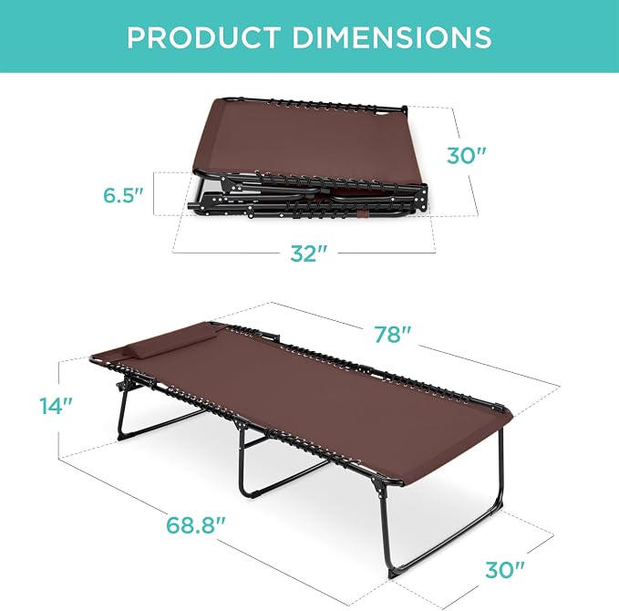 Best Choice Products Extra Wide Patio Chaise Lounge Chair, Portable Outdoor Folding Recliner for Lawn, w/ 8 Positions, Handles, 440lb Capacity - Brown