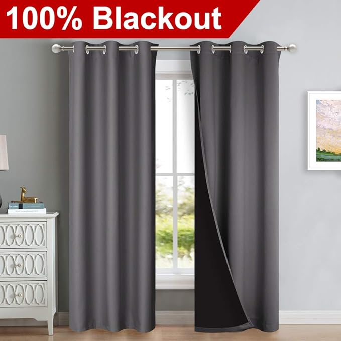NICETOWN Room Warming Blackout Curtains 80 inches Long, Full Light Blocking