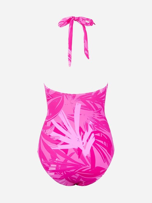 CUPSHE One Piece Swimsuit - Halter V Neck with Ruffle Back & Self Tie | Stylish Ruched Design
