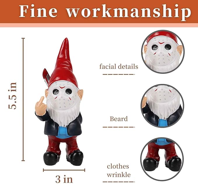 Horror Decor Halloween Decorations Indoor Garden Gnome Garden Statue Home Décor (Red Finger)