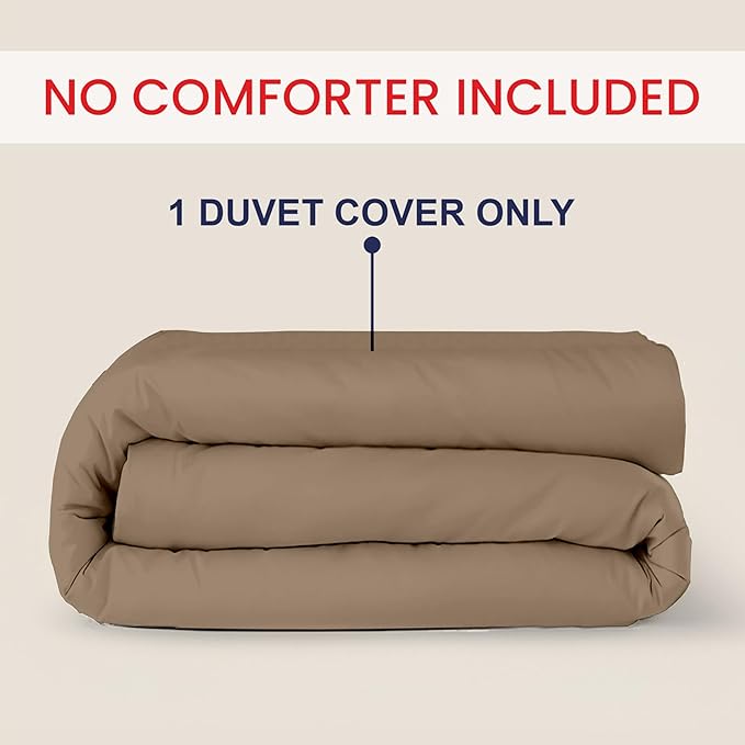 Kotton Culture 1 Pc California King Size Duvet Cover Only -100% Egyptian Cotton Sateen 600 Thread Count Ultra Soft Premium Durable Comforter Cover Zipper Closure & Corner Ties (Taupe,104"x98")
