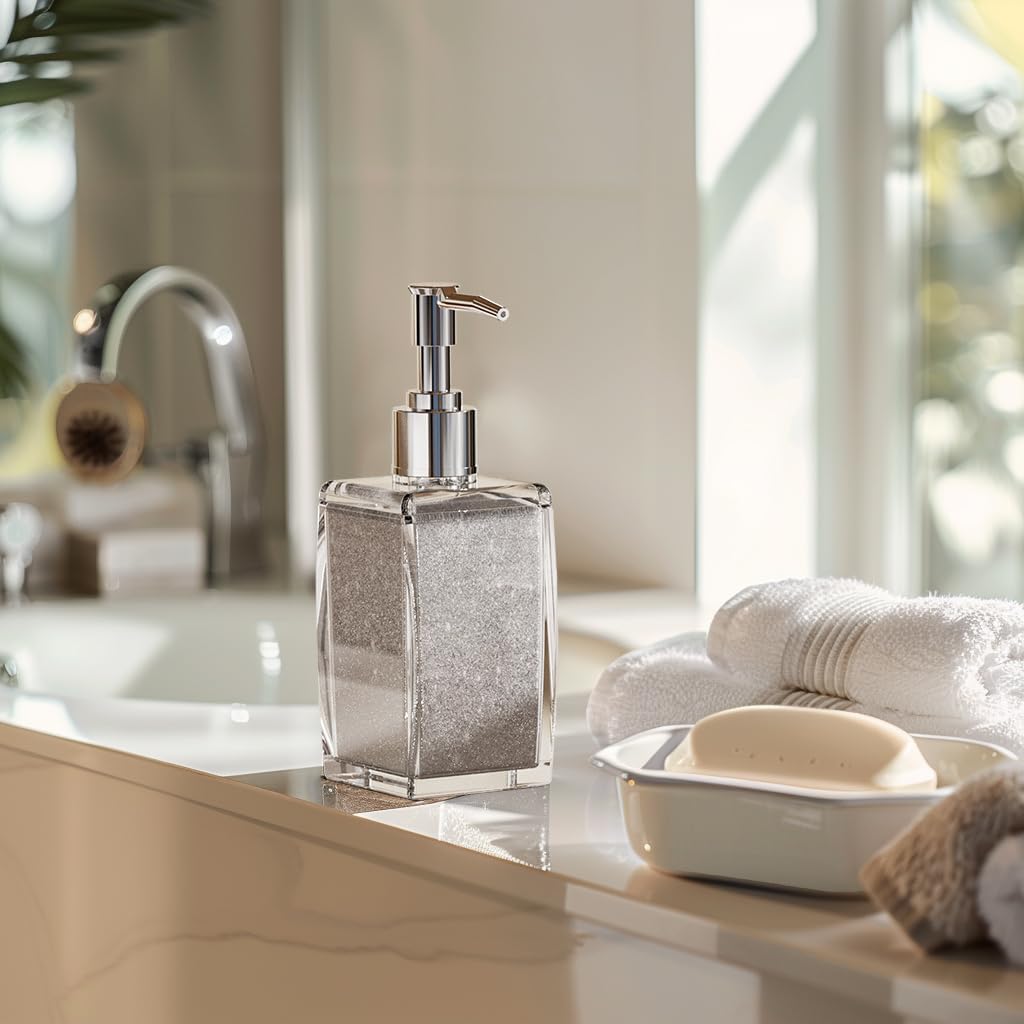 Black Soap Dispenser with Refillable Plastic Pump for Bathroom Sink or Kitchen Counter, Ideal for Hand Soap, Liquid Soap, Dish Soap, or Lotion Use