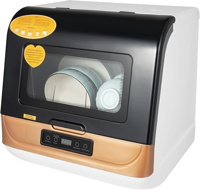 Countertop Dishwasher 800W 110V Mini Dishwasher with 3 Washing Programs Portable Dish Washer for Apartments and RVs for Dishes Knives Forks Spoons Chopsticks Cups