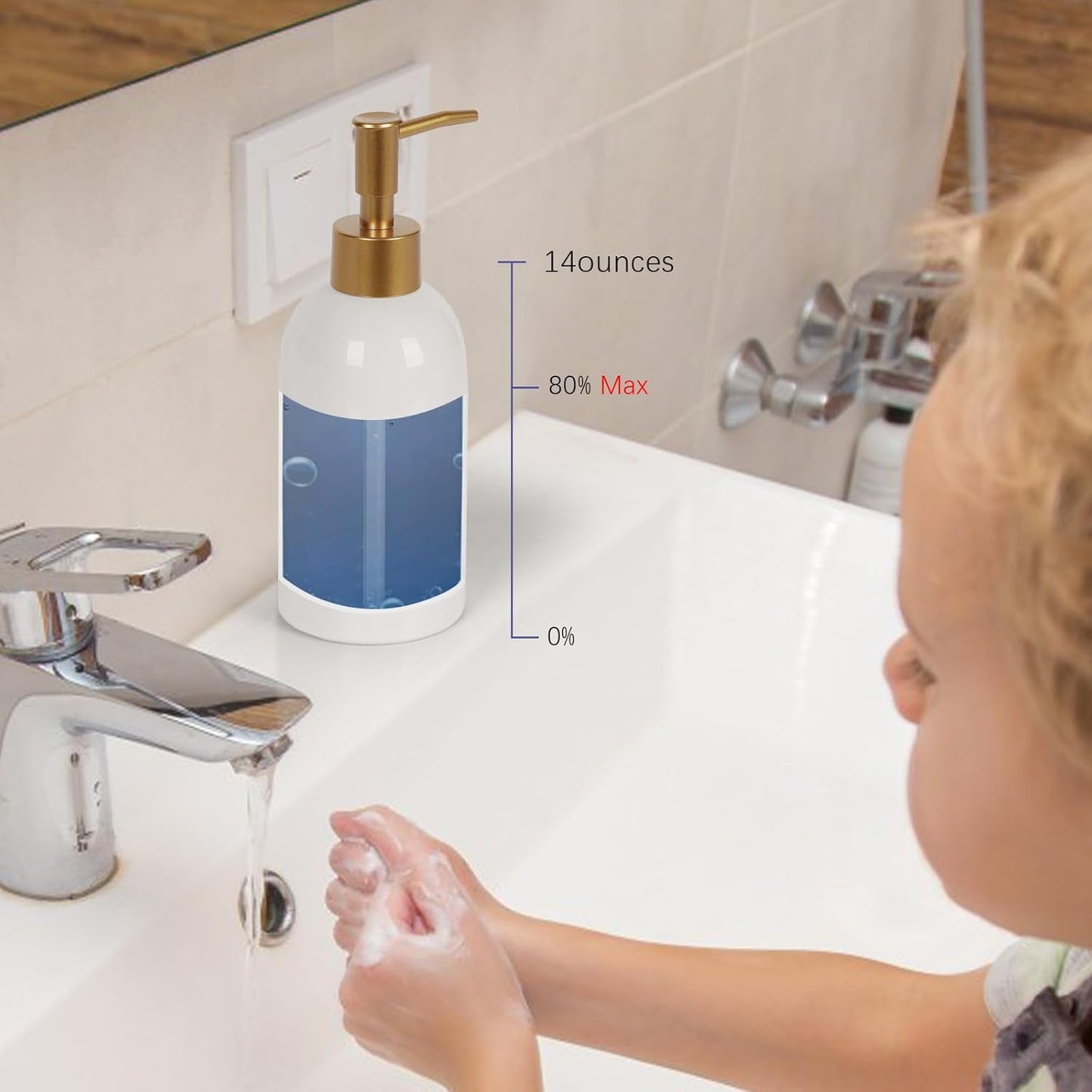 Natheeph 14OZ Ceramic Soap Dispenser Ceramic Soap Pump Dispenser Can Fill Liquid for Bathroom/Kitchen (2PC White)