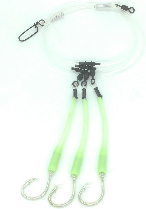Deep Drop Rig, 3 Mustad Circle Hooks with Glow Sleeve