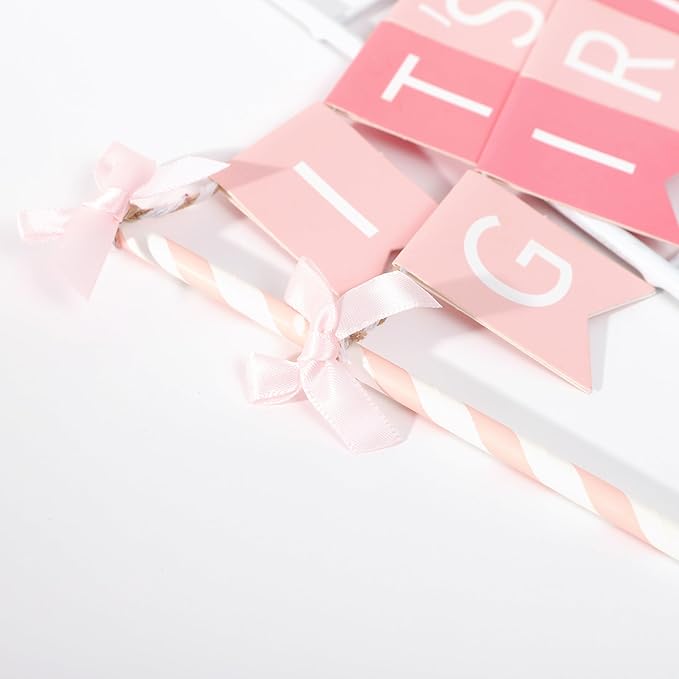 It's a Girl - Pink Gender Reveal Party Decoration, Baby Shower Cake Topper