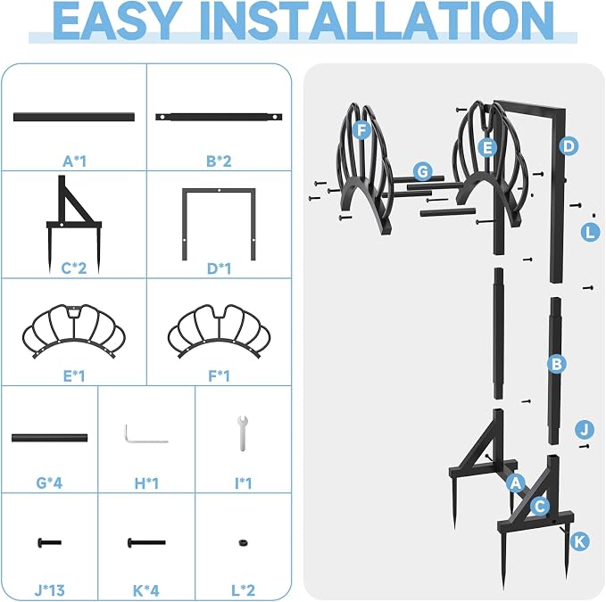 Garden Hose Holder for Outside, Heavy Duty Water Hose Holder Holds 160-Feet Hose, Stable Detachable Hose Stand Storage Hanger Rack for Yard Lawn Farm
