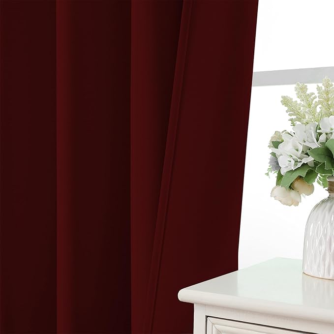 CUCRAF Burgundy Red Blackout Curtains Customize, Rod Pocket Room Darkening