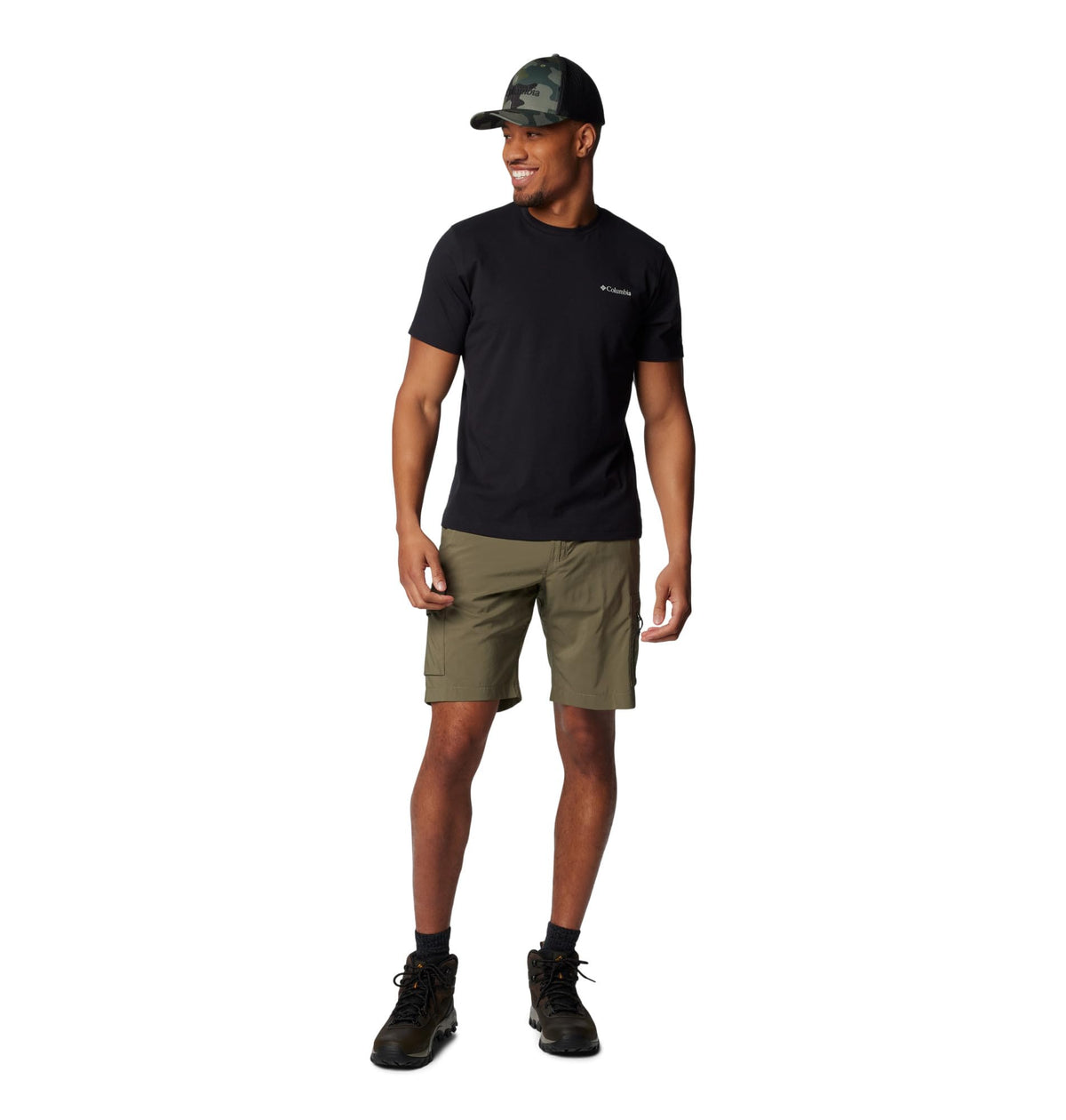 Columbia Men's Thistletown Hills Graphic Short Sleeve, Mango Heather/Hikers Graphic, 4X Tall