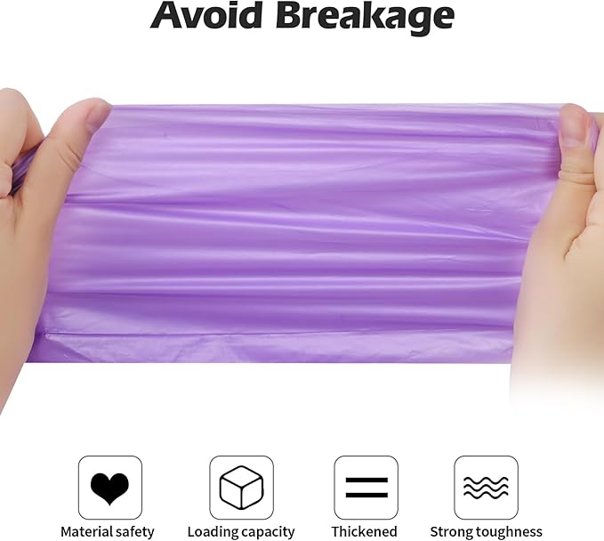 2-4 Gallon Portable Trash Bags,120 Counts Thicken portable Small Garbage Bags for Office, Kitchen,Bedroom Trash Can,Strong Trash Bags（Purple）