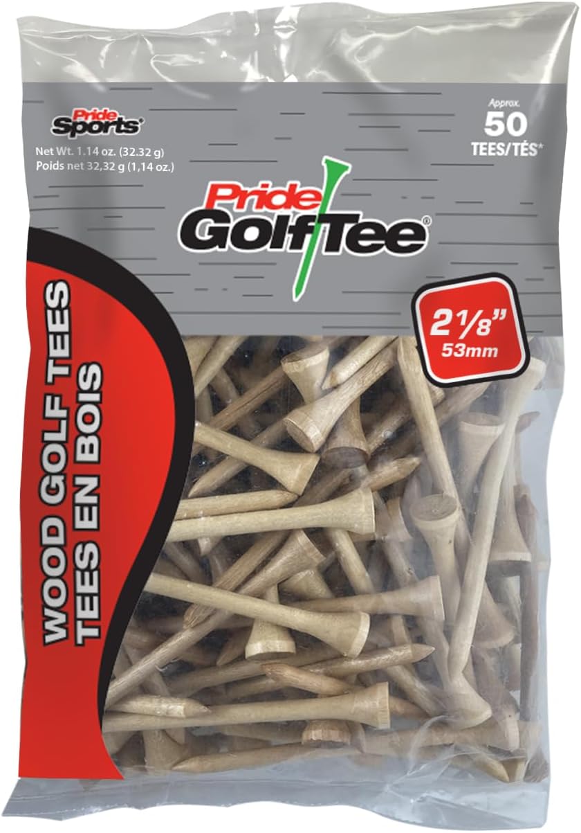 Pride Golf Tee - Deluxe 2-1/8 Inch Golf Tees | 50 Count Bag for Optimal Performance