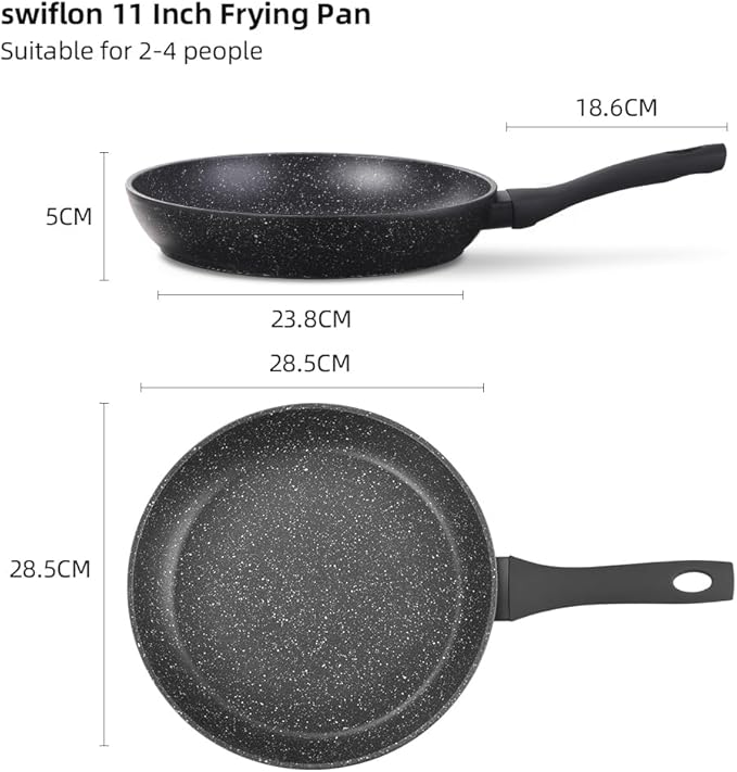 Non Stick Frying Pans,Healthy Stone Cookware,Deep Frying Pan Skillet,Omelette Pan,Nonstick Cooking Egg Pans，PFOA-free Non Toxic Frying Pan (11 Inch)