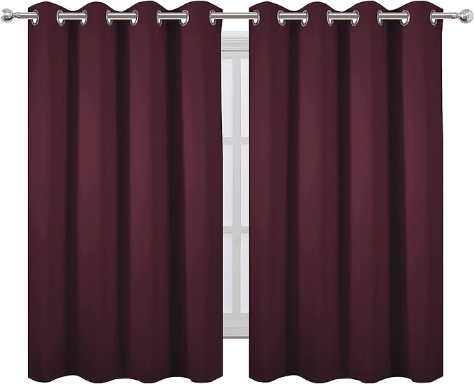 LEMOMO Blackout Curtains 52 x 45 inch/Burgundy Red Curtains Set of 2