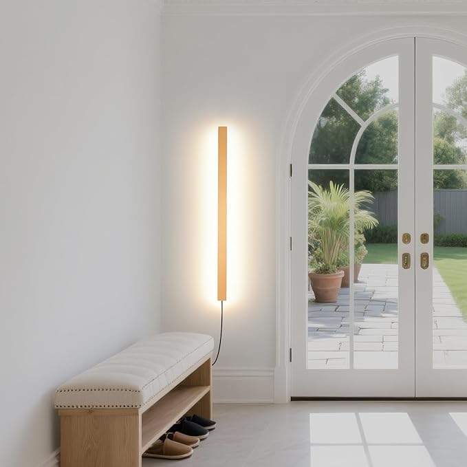 KELUOLY Modern Plug in Wall Lights, 31.4 inch Frosted Gold LED Long Wall Sconce