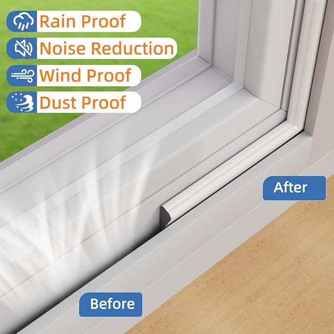 Wedge-Shape Window Weather Stripping Door Frame Seal Strip 196” White,Upgrade Black Foam,Soundproofing,Draft Stopper,Winter Insulation,Noise Blocker, Gap Filler for Exterior Front Door Side