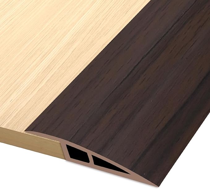 Vinyl Door Threshold Flooring Transition Strip Self Adhesive Carpet Edging Strip for Laminate Doorway Edge Threshold from 1/5" to 2/5" (Brown Wood Grain, 6.6 Ft)