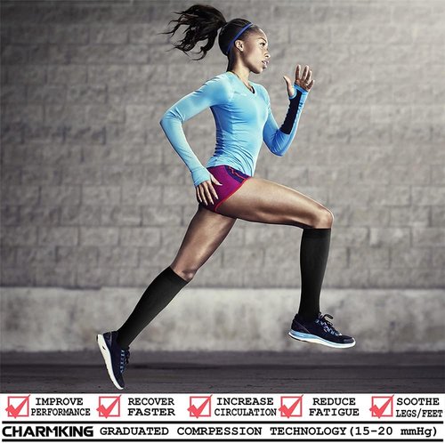 CHARMKING Compression Socks - 15-20 mmHg Support for Enhanced Circulation | 8 Pairs for Athletes