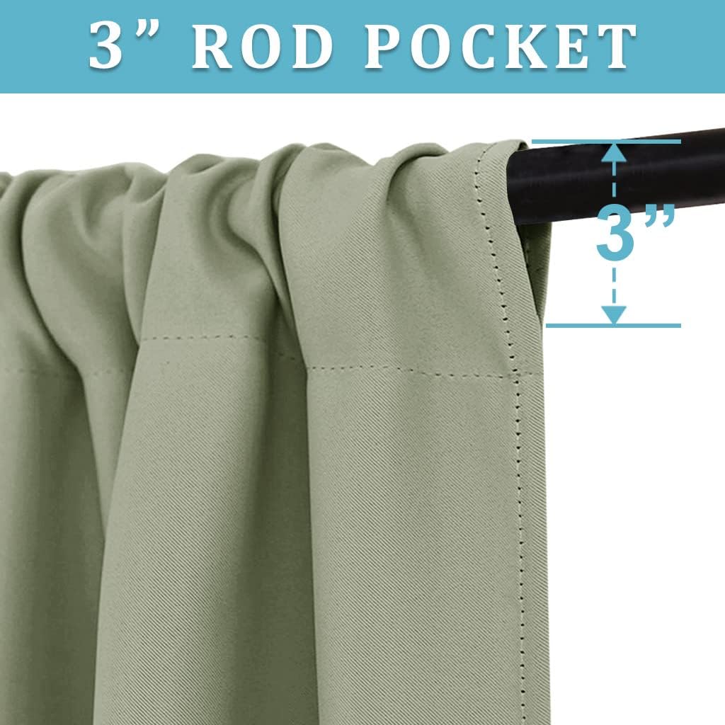 RYB HOME Blackout Curtains for Kitchen, Over Sink Privacy Curtains Window Decor, Thermal Insulating Drapes for Bathroom Cafe Bedroom Small Window, W 42 x L 24 inch, Sage Green, 2 Panels