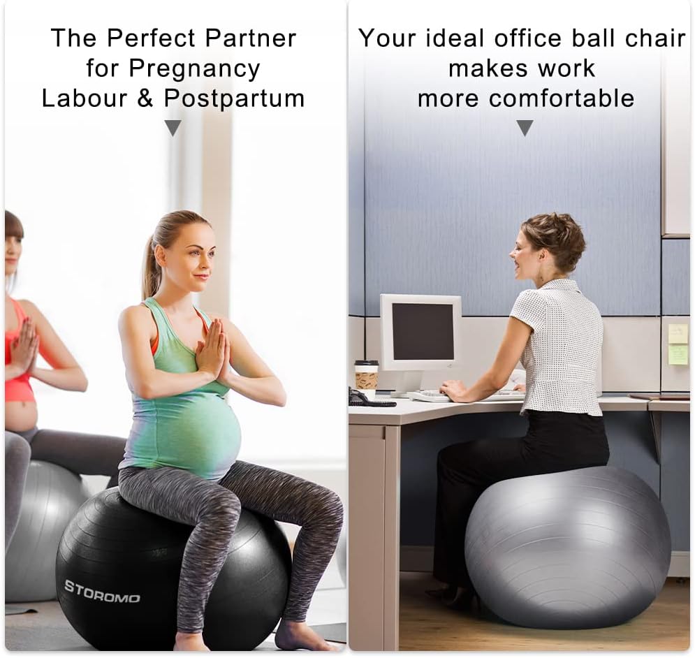 Skiennix Anti-Burst Pregnancy Exercise Ball - Eco-Friendly Stability Ball for Yoga & Labor Support | Includes Pump (45cm-95cm)