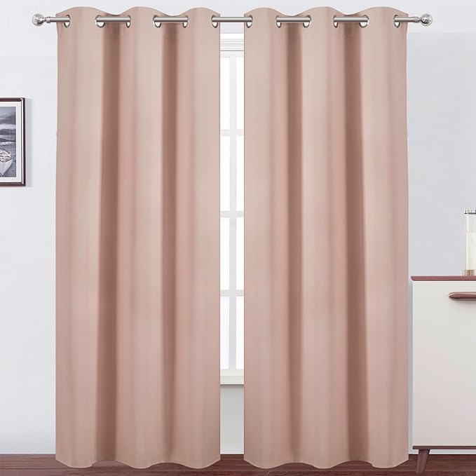 LEMOMO Blush Thermal Blackout Curtains/38 x 84 Inch/Set of 2 Panels Room