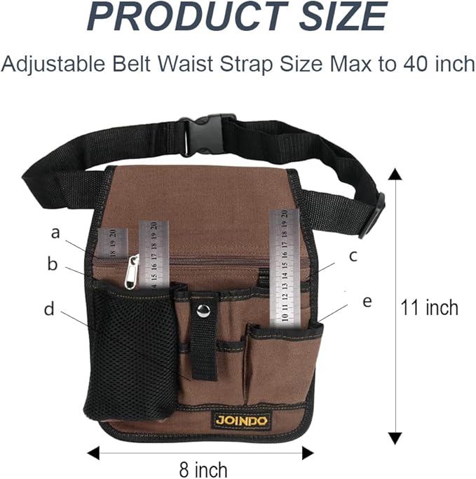 Garden Tool Pouch, Garden Tool Belt, Lightweight Tool Pouch with Pockets and Zipper, Utility Belt Canvas Tool Bag with Adjustable Waist Belt, Waist Tool Bag Apron for Women Men