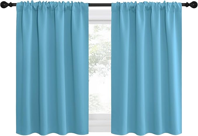 NICETOWN RV Blackout Curtains for Camper Windows, Teal Blue, Kitchen Short
