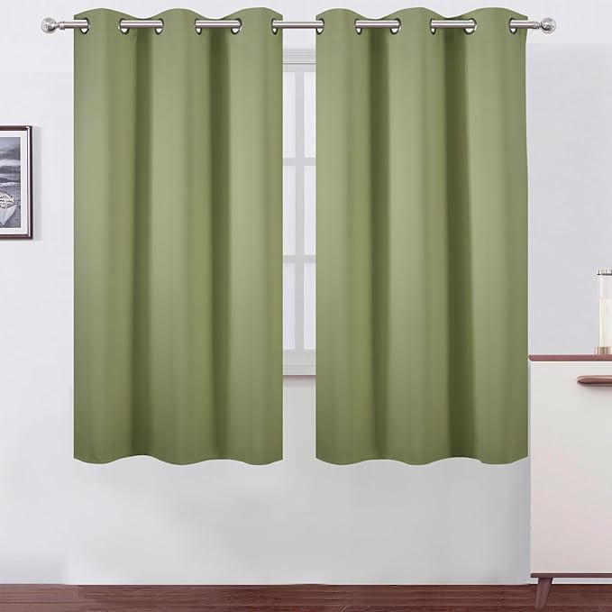 LEMOMO Sage Green Thermal Blackout Curtains/38 x 63 Inch/Set of 2 Panels Room